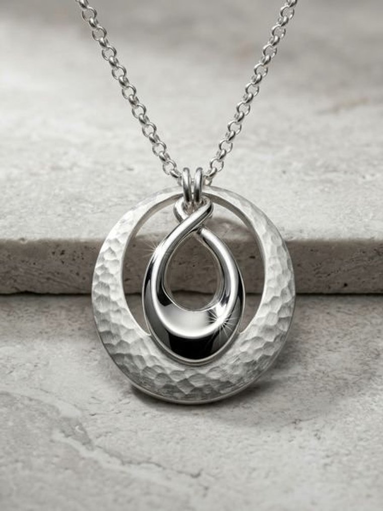 Hammered Argentium 960 silver pendant, the kind of piece D2C jewellery brands order from Argentia