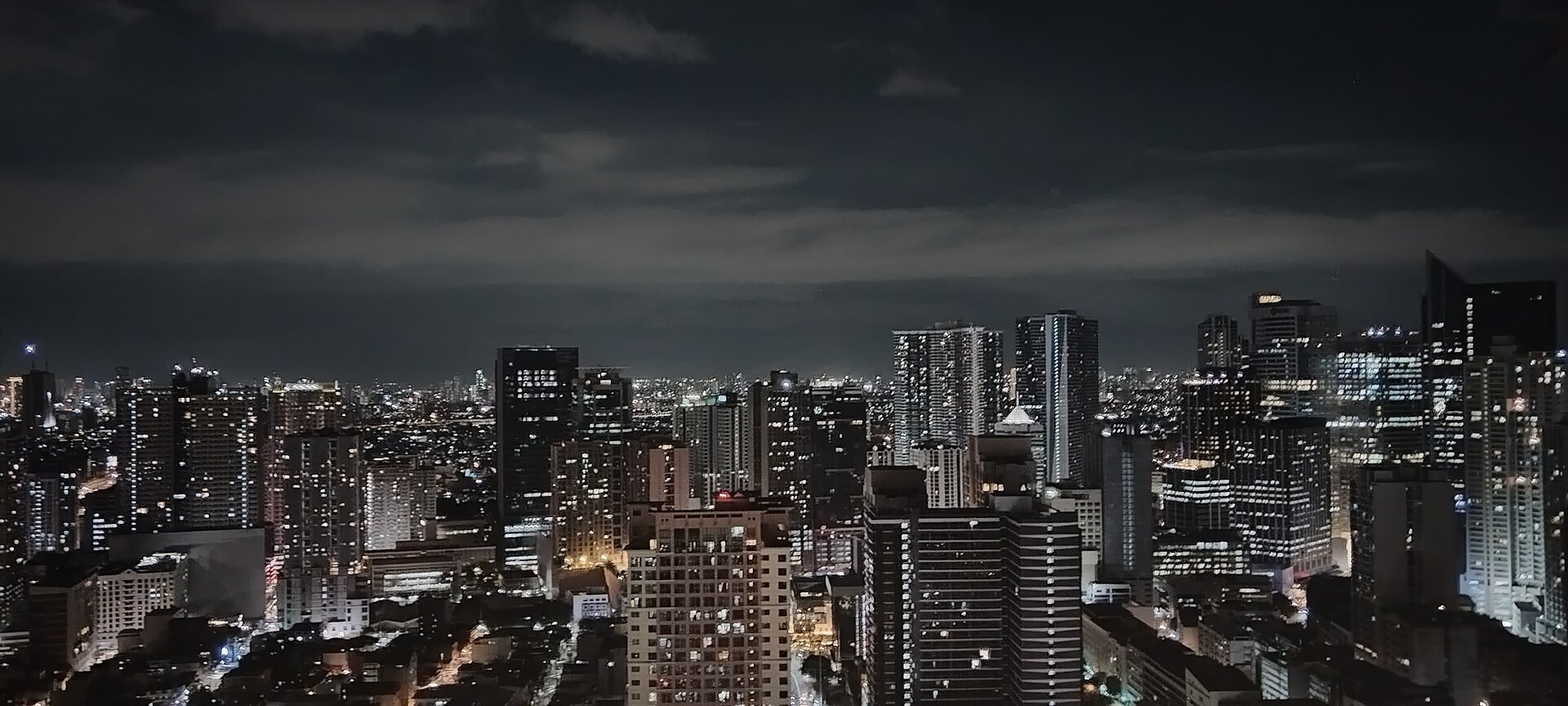 Makati skyline at night in Metro Manila, the Philippines